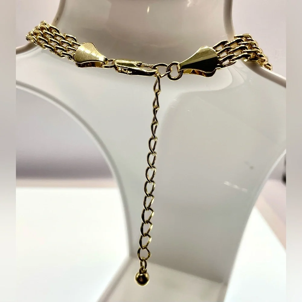 Vintage Signed 14KGP Linked Necklace Choker - Picture 6 of 8